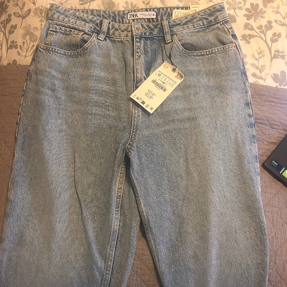 ZARA High Rise Straight Leg Jeans